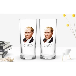 Bk Gift Renkli Baskılı Atatürk Temalı Ikili Rakı Bardağı Seti-12