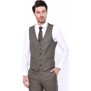Erkek Düz Yaka Slim Fit Desenli Tek Yelek