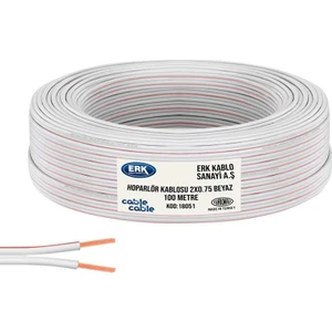 Cable Cable Hoparlör Kablosu Kordon 2x0.75 Beyaz 100 Metre Erk Yerli