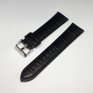 Ata Saat 24 mm Siyah Croco Bombeli Deri Saat Kayışı Kordonu 24 x 22