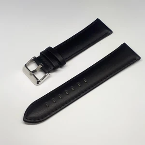 Ata Saat 24 mm Siyah Düz Bombeli Deri Saat Kayışı Saat Kordonu 24 x 22