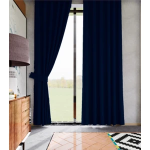 Lüks House Karartma Perde Blackout Fon Perde Lacivert Düz Dikim En 300, Boy 275.