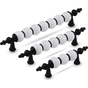Boncuk Polimer Siyaha Beyaz Modern Lüks Mobilya Çekmece Dolap Kulp 96MM