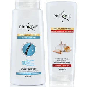 Tuzsuz Parabensiz Silikonsuz Boyasız Keratin Complex Onarım Şampuanı 650 ml + Proxive Anında Onarıcı Saç Kremi 400 ml