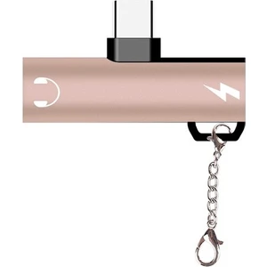 Anahtarlık USB Type C 3.5mm Kulaklık ve Şarj Dönüştürücü Başlık Adaptör AL-30234