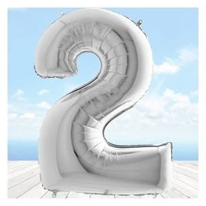 Süsle Bebek ve Parti 2 Yaş Rakam Folyo Balon, 100 cm - Gümüş