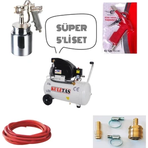 50 Lt Yağlı Hava Kompresörü ve Süper 5 Parça Set