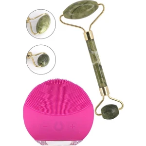 Mujgan 2'li Cilt Bakım Seti Forever Fuşya Cilt Temizleme Cihazı + Yeşim Taşı Masaj Aleti