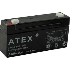 Akü 6V 3.4A Yatık (12.5X6X3CM) Atex Ax6-3.4