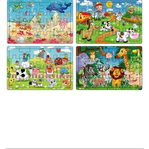 Hayal Sepeti 4 Adet  24 Parçalı Ahşap Puzzle Yapboz Seti