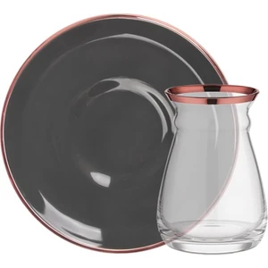 Antrasit Rosegold 6 Kişilik Çay Seti