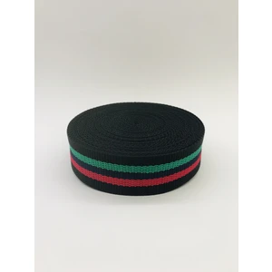 4,0 cm Siyah Üzeri Desen Kolon - Şerit - Dar Dokuma - 10 Mt.