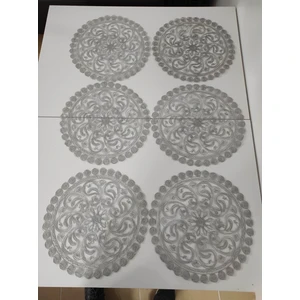Morza Home Dantel Servis Peçetesi Yuvarlak 6'lı (Çap:37 Cm) Gri