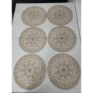 Morza Home Dantel Servis Peçetesi Yuvarlak 6'lı (Çap:37 Cm) Krem