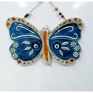 Seramik Kelebek Dekoratif El Işi Duvar Süsü Büyük Boy Nazarlık