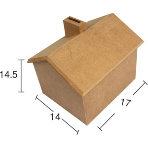 Melek Store  KU366 Ev Ahşap Kumbara Boyanabilir Mdf Kumbara