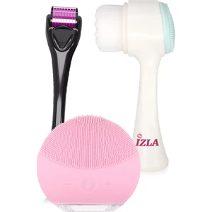 Izla 3'lü Kişisel Bakım Seti Dermarolller 1 mm + Forever Açık Pembe + Cilt Temizleme Fırçası
