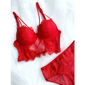 Gece İncisi Kırmızı Destekli Bralet Takım