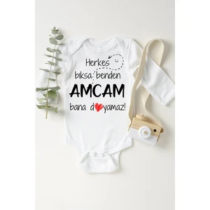 Bebek Beyaz Amcam Bana Doyamaz Çıtçıtlı Body