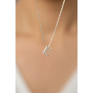 Elika Silver Kadın Üç Boyutlu E Harf  Model 925 Ayar Gümüş Kolye