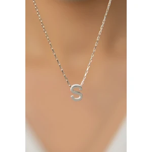 Elika Silver Kadın Üç Boyutlu S Harf  Model 925 Ayar Gümüş Kolye