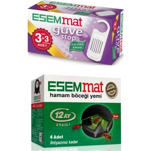 Hamam Böceği Yemi 12 Ay Etkili 4 Adet+Kokusuz , 6 Ay Boyunca Etkili Güve Kovucu (3 Askı + 3 Çekmece)