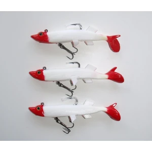 3'lü Kırmızı Beyaz Turna Silikon Yapay Yem Seti 12 cm 22 gr Gerçekçi Tasarım