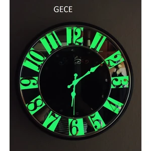Gece Karanlıkta Parlayan Fosforlu Aynalı Duvar Saati 40 cm