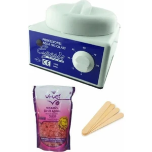 Profesyonel Ağda Isıtıcı Makina+Vi-Vet Soyulabilen Pudralı Boncuk Ağda + 4 Adet Spatula