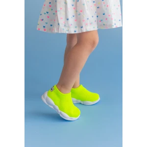 First Step Ultra Hafif Memory Foam Iç Taban Çocuk Triko Spor Ayakkabı Neon YEŞIL-M-1002