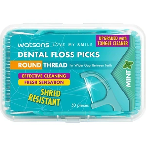 Round Thread Dental Floss Picks Mint 50 Adet