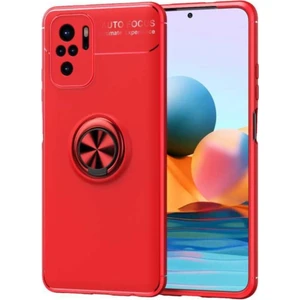 Caseworld Xiaomi Redmi Note 10 Kılıf Renkli Yüzüklü Manyetik Silikon Kapak Kırmızı Kırmızı