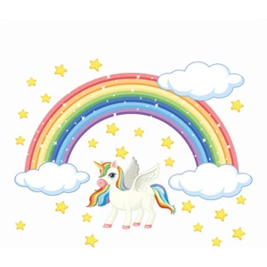 Angel Digital Art Çocuk Odası Gökkuşağı ve Bulut Içinde Unicorn