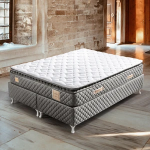 Yaylı Yatak, Stella Pedli Çift Kişilik Yatak - Açık Gri