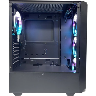 Gameforce GF-8010 Oyuncu Kasası 4X120 mm Rainbow Fanlı Şeffaf Yan Panel ile ATX