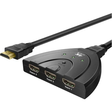 Wozlo 3 Port Kablolu HDMI Switch 4K 2160P Ultra Hd 3 Giriş 1