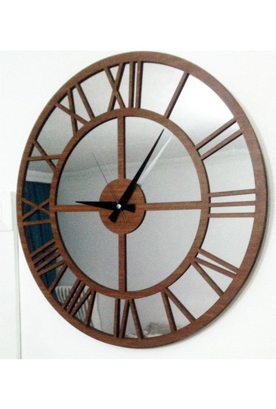 Ankebut Aynalı Barok Duvar Saati Ceviz 50X50 cm