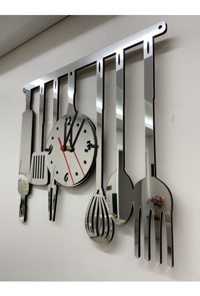 Ankebut Dekoratif Aynalı Pleksili 7' Li Mutfak Gereçleri Mutfak Saati