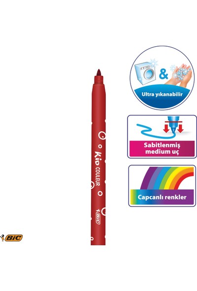 Bic Kids Couleur Yıkanabilir Keçeli Boya Kalemi 12 Renk