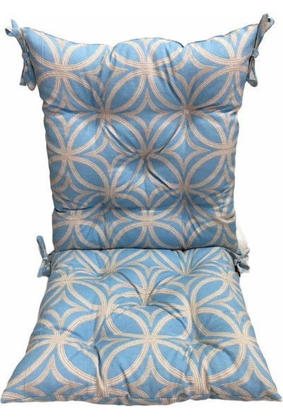 By Kutlay Home Collection Sandalye Minderi, Duck Kumaş, Desenli Açık Mavi Renk, Slikon, Ortası 10 Yuvarlak Dikişli, Oturma Kısmı; 40*45 Cm. ve Yaslanma Kısmı; 45*45 Cm'' Dir