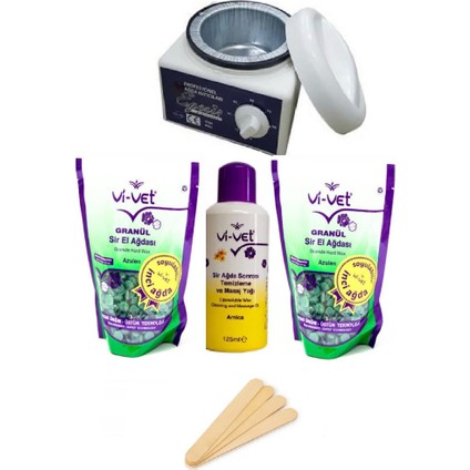 Izla Ağda Makinası + 2 Adet Vi-Vet Yeşil Boncuk Ağda + 125 ml Ağda Yağı + Spatula