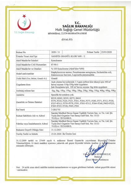 Granül Toz Klor 90 Lık 50 kg Havuz Kimyasalı fiyatları