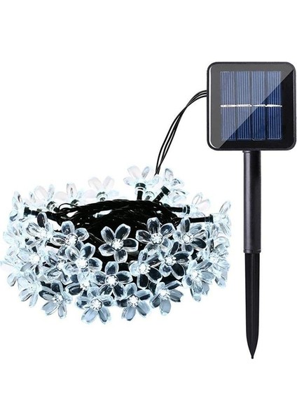 Çiçek Motifli Güneş Enerjili Su Geçirmez 50 LED Solar Bahçe Işıldağı Sıcak Beyaz 7 M modelleri