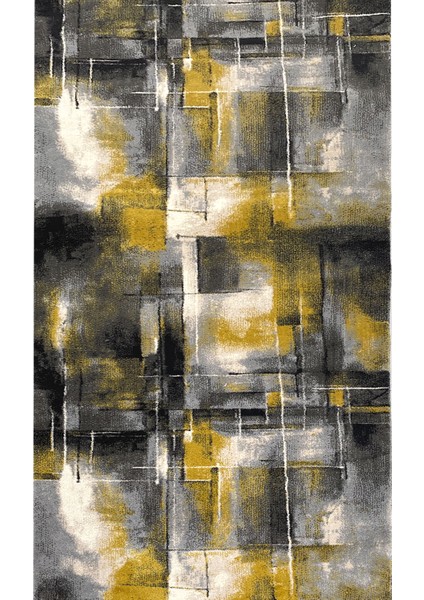 Halı Evrim HE154 80X180 cm Gri/sarı Kesme Yolluk Halı