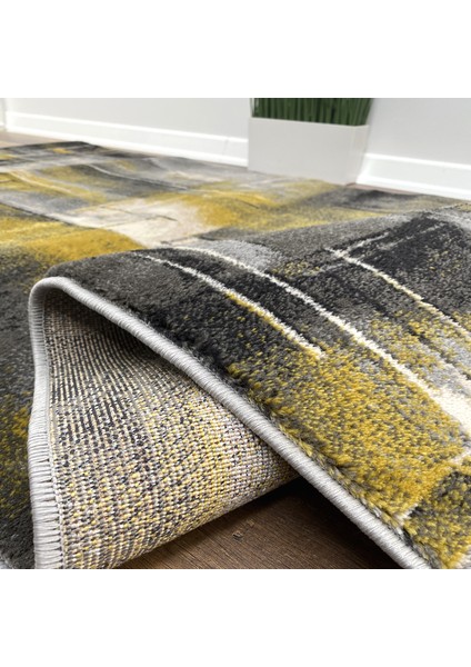 Halı Evrim HE154 100X520 cm Gri/sarı Kesme Yolluk Halı