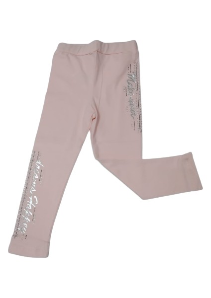 Kız Çocuk Hologram Yazılı Şerit ve Taş Baskılı Ince Yazlık Uzun Tayt modelleri