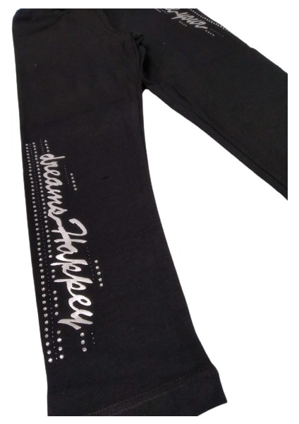 Kız Çocuk Hologram Yazılı Şerit ve Taş Baskılı Ince Yazlık Uzun Tayt fırsatları