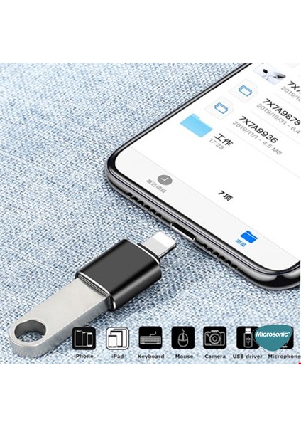 Lightning To Otg Adapter Lightning Dişi USB Dönüştürücü Adaptör Gri