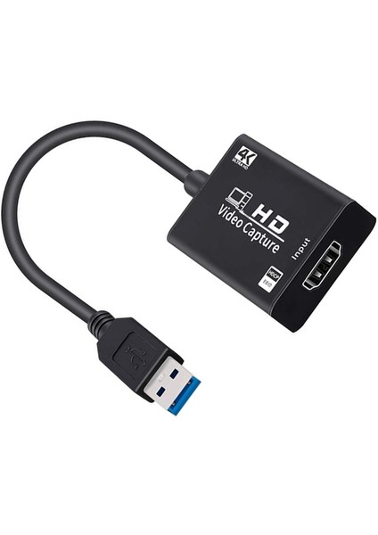 4K HD Video Capture Kablo, USB HDMI Adaptör Çevirici Siyah