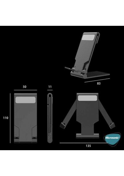 Katlanabilir Masaüstü Telefon Tutucu Stand Siyah